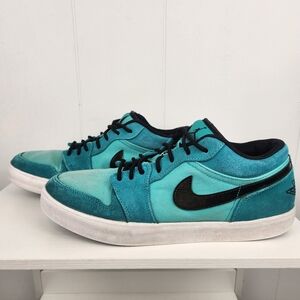 Nike Air Jordan Teal Suede Low Mens 10 Sneakers Turquoise Black Shoes